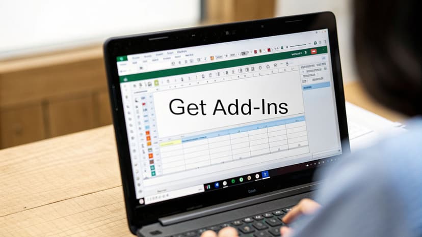 A screenshot showing the 'Get Add-ins' button on the Excel ribbon, with a mouse cursor hovering over it.