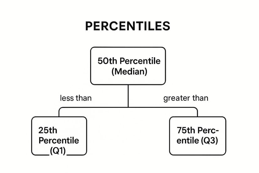 Infographic showing key data about Percentiles and Quartiles (Position-Based Measures)