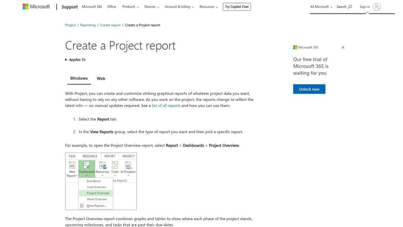 Microsoft Project (and Office) – Reporting