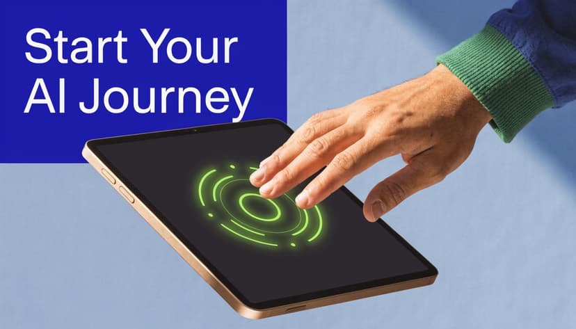 A hand touching a glowing holographic circle interface on a modern tablet screen.