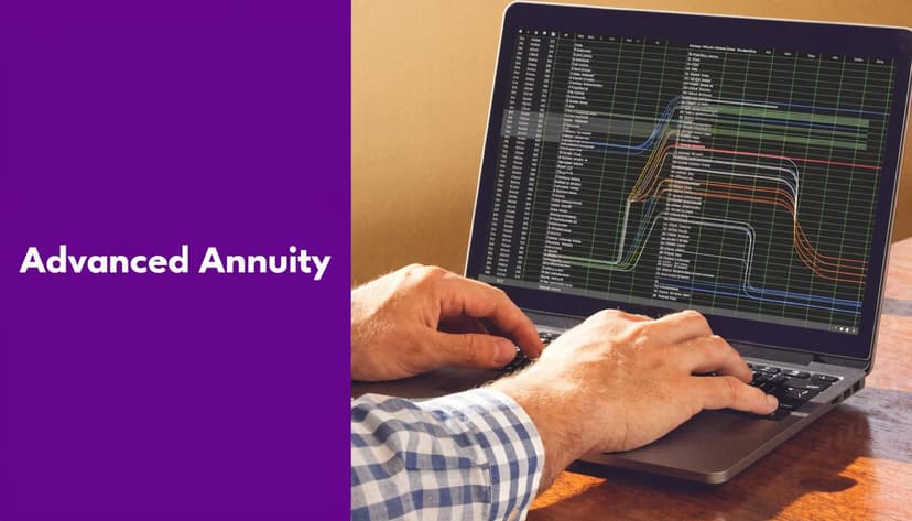 A person using a laptop to analyze complex financial data charts on an advanced annuity spreadsheet.