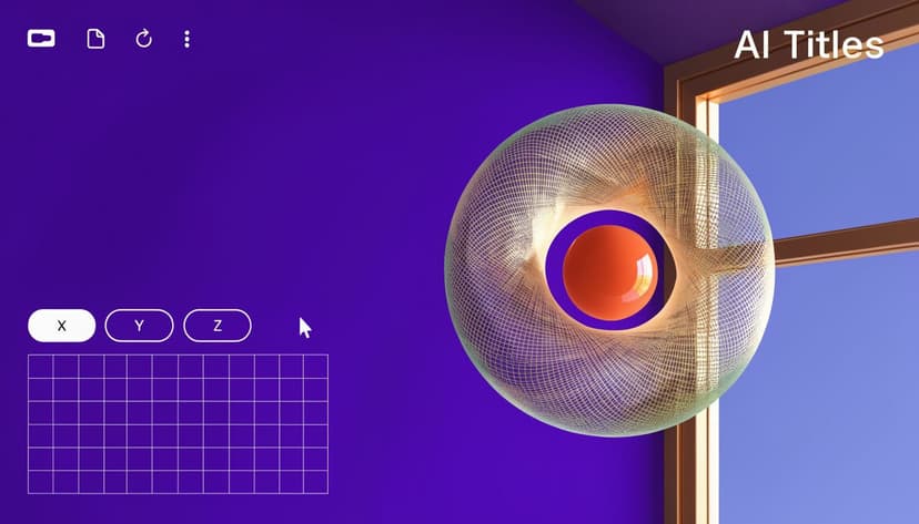 A digital 3D interface showing a floating spherical grid structure and a cursor over a chart tool.