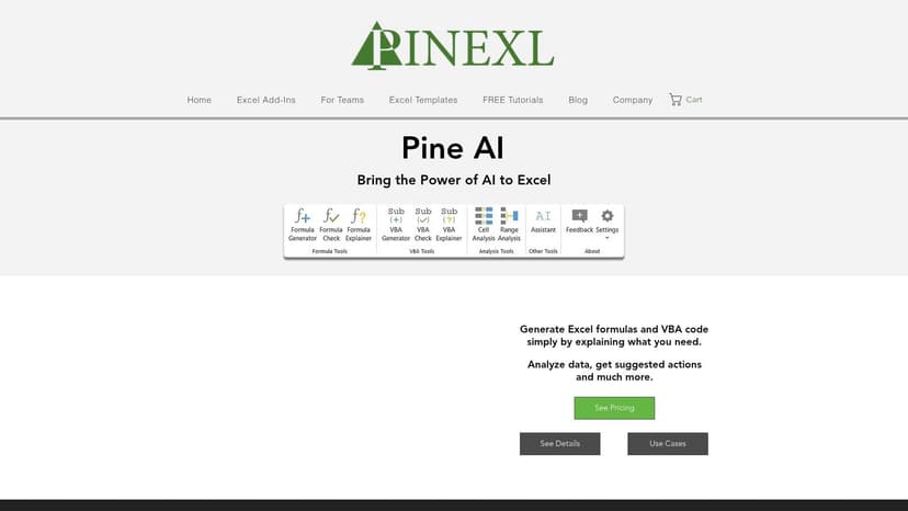 Pine AI for Excel (PineXL)