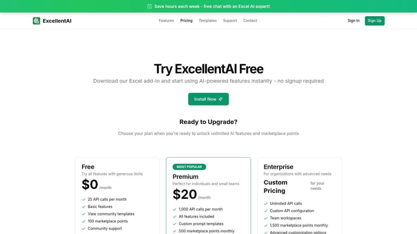 ExcellentAI pricing plans