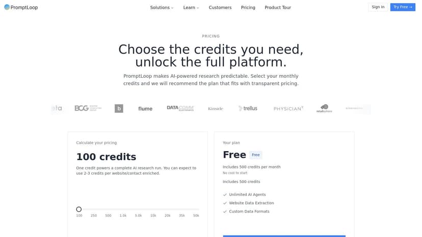 PromptLoop pricing and free plan details