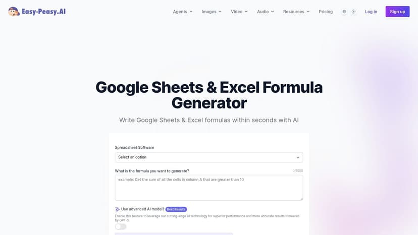 Easy-Peasy AI — Excel/Sheets Formula Generator
